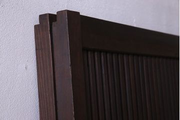 古民具・骨董　裏ガラス入り　古い木のアンティーク格子戸2枚セット