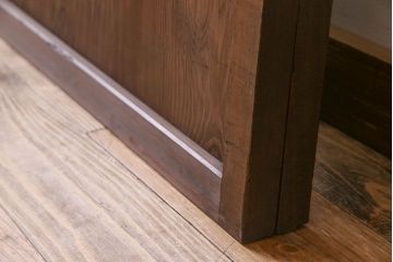 古民具・骨董　裏ガラス入り　古い木のアンティーク格子戸2枚セット