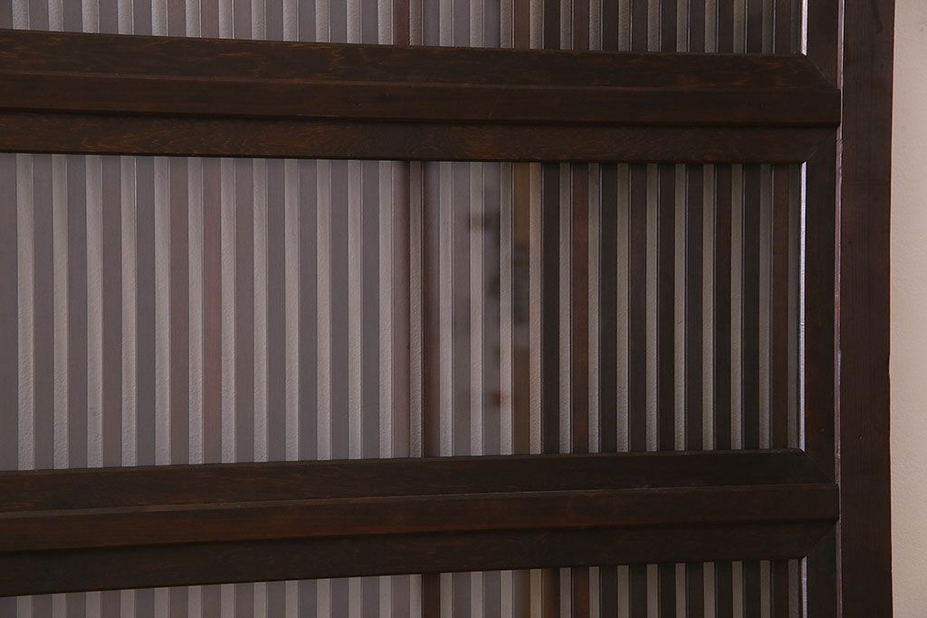 古民具・骨董　裏ガラス入り　古い木のアンティーク格子戸2枚セット