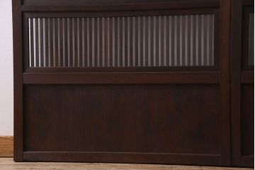 古民具・骨董　裏ガラス入り　古い木のアンティーク格子戸2枚セット