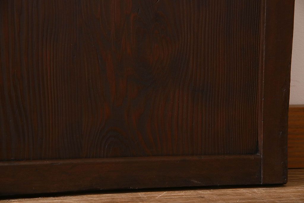 古民具・骨董　裏ガラス入り　古い木のアンティーク格子戸2枚セット