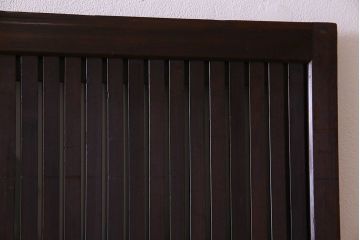 古民具・骨董　裏面すりガラス入り　古い木のアンティーク格子戸2枚セット
