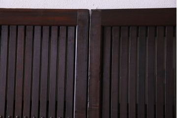 古民具・骨董　裏面すりガラス入り　古い木のアンティーク格子戸2枚セット