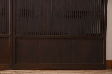 古民具・骨董　裏面すりガラス入り　古い木のアンティーク格子戸2枚セット