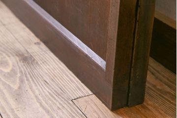 古民具・骨董　裏面すりガラス入り　古い木のアンティーク格子戸2枚セット