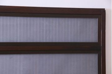古民具・骨董　裏面すりガラス入り　古い木のアンティーク格子戸2枚セット
