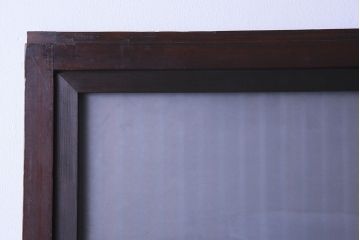 古民具・骨董　裏面すりガラス入り　古い木のアンティーク格子戸2枚セット