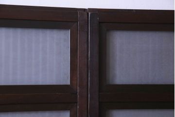 古民具・骨董　裏面すりガラス入り　古い木のアンティーク格子戸2枚セット