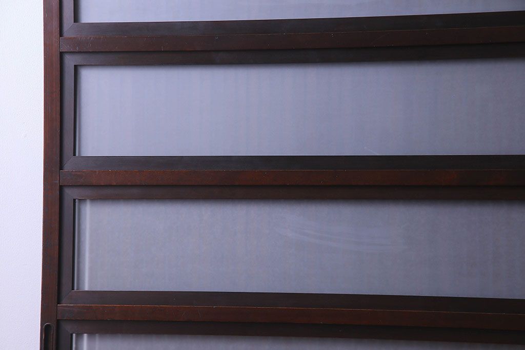 古民具・骨董　裏面すりガラス入り　古い木のアンティーク格子戸2枚セット