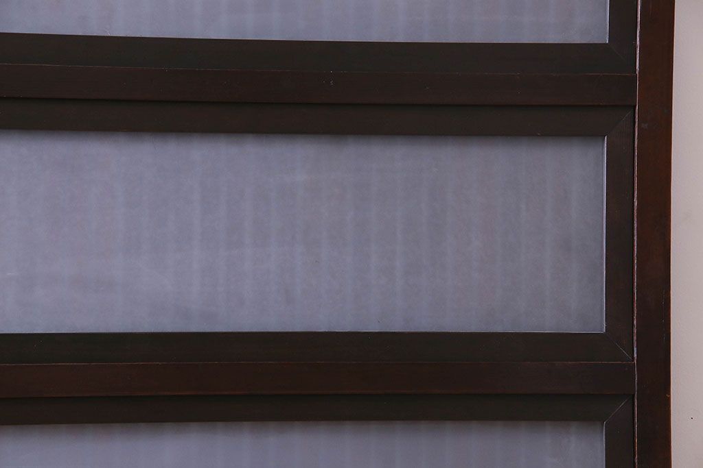 古民具・骨董　裏面すりガラス入り　古い木のアンティーク格子戸2枚セット