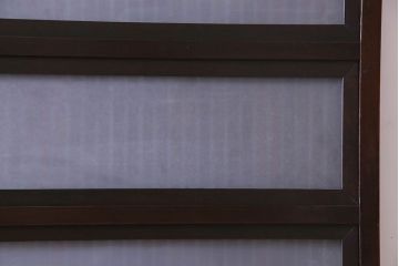 古民具・骨董　裏面すりガラス入り　古い木のアンティーク格子戸2枚セット