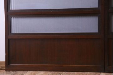 古民具・骨董　裏面すりガラス入り　古い木のアンティーク格子戸2枚セット