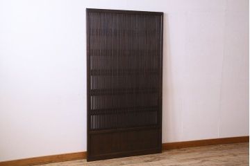 古民具・骨董　裏面すりガラス入り　古い木のアンティーク格子戸1枚