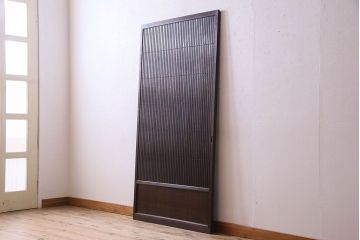 古民具・骨董　裏面すりガラス入り　古い木のアンティーク格子戸1枚
