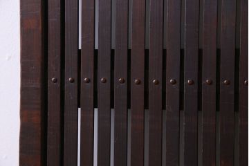 古民具・骨董　裏面すりガラス入り　古い木のアンティーク格子戸1枚