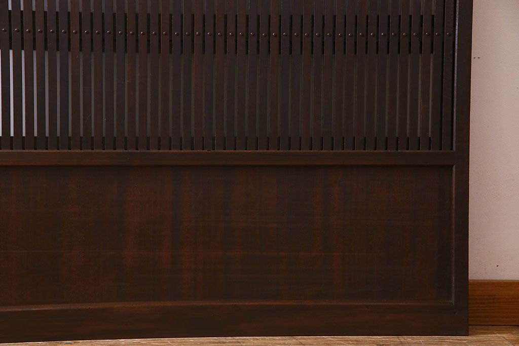 古民具・骨董　裏面すりガラス入り　古い木のアンティーク格子戸1枚