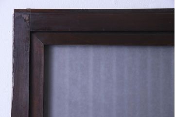 古民具・骨董　裏面すりガラス入り　古い木のアンティーク格子戸1枚