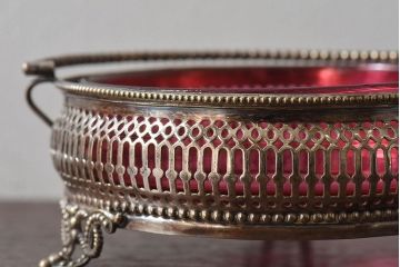 アンティーク雑貨　イギリスアンティーク　シフタースプーン付き!優美なデザインのシュガーボウル(小物入れ、小物収納)