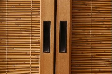 古民具・骨董　彫刻入り　風情あるアンティーク御簾戸(簾戸、簀戸、葭戸、夏障子、夏戸、葦戸)4枚セット