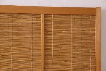 古民具・骨董　彫刻入り　風情あるアンティーク御簾戸(簾戸、簀戸、葭戸、夏障子、夏戸、葦戸)4枚セット