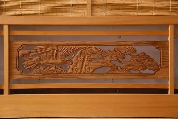古民具・骨董　彫刻入り　風情あるアンティーク御簾戸(簾戸、簀戸、葭戸、夏障子、夏戸、葦戸)4枚セット