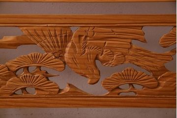 古民具・骨董　彫刻入り　風情あるアンティーク御簾戸(簾戸、簀戸、葭戸、夏障子、夏戸、葦戸)2枚セット