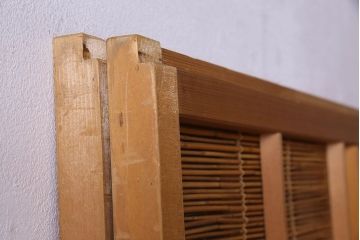 古民具・骨董　彫刻入り　風情あるアンティーク御簾戸(簾戸、簀戸、葭戸、夏障子、夏戸、葦戸)2枚セット