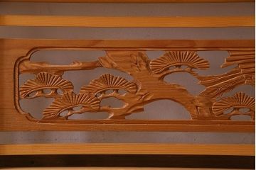 古民具・骨董　彫刻入り　風情あるアンティーク御簾戸(簾戸、簀戸、葭戸、夏障子、夏戸、葦戸)2枚セット