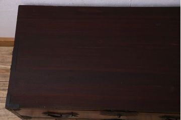 アンティーク家具　和製アンティーク　前面栗材　漆塗り美しいローボード(ローチェスト)