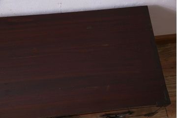 アンティーク家具　和製アンティーク　前面栗材　漆塗り美しいローボード(ローチェスト)