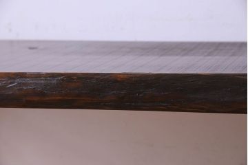レトロ家具　昭和レトロ　天板一枚板　古い檜材の鉄脚ローテーブル(アイアンテーブル、鉄脚ベンチ、アイアンベンチ)