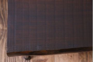 レトロ家具　昭和レトロ　天板一枚板　古い檜材の鉄脚ローテーブル(アイアンテーブル、鉄脚ベンチ、アイアンベンチ)