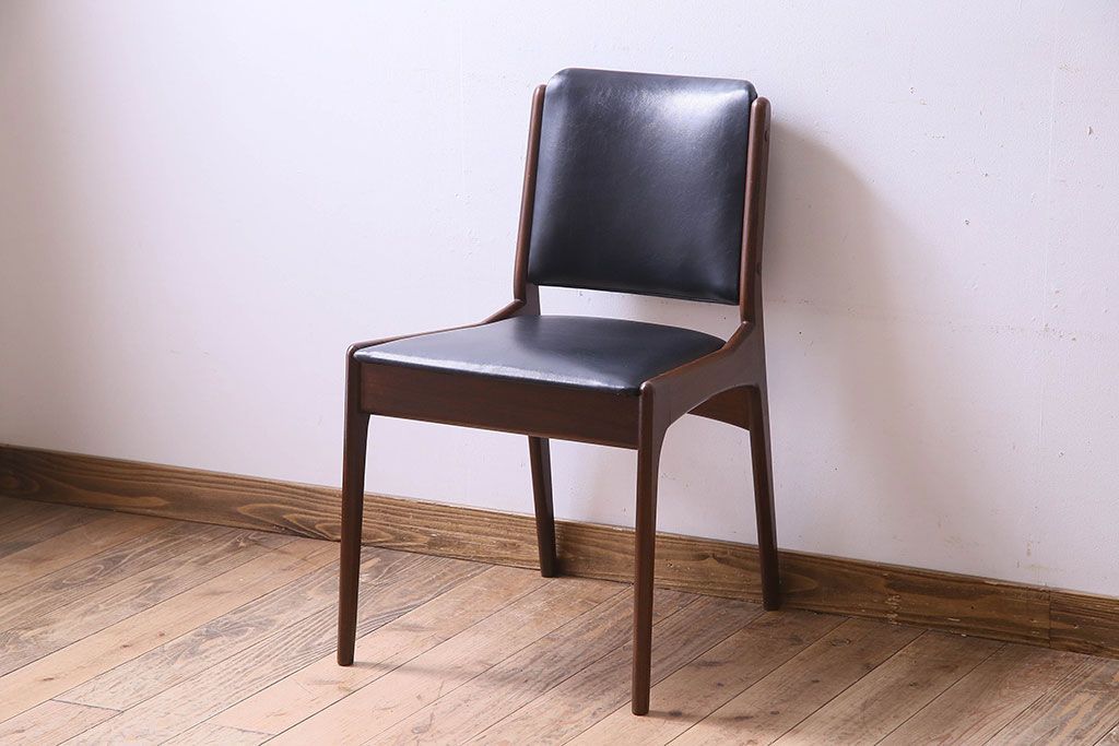 【K様ご成約済み】北欧家具　チーク材　シックなカラーのクッションチェア(ダイニングチェア、椅子)