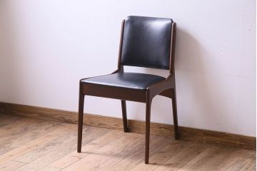 【K様ご成約済み】北欧家具　チーク材　シックなカラーのクッションチェア(ダイニングチェア、椅子)