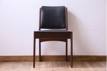 【K様ご成約済み】北欧家具　チーク材　シックなカラーのクッションチェア(ダイニングチェア、椅子)