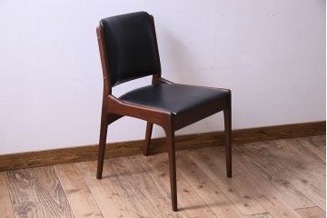 【K様ご成約済み】北欧家具　チーク材　シックなカラーのクッションチェア(ダイニングチェア、椅子)