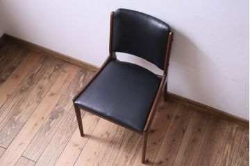 【K様ご成約済み】北欧家具　チーク材　シックなカラーのクッションチェア(ダイニングチェア、椅子)