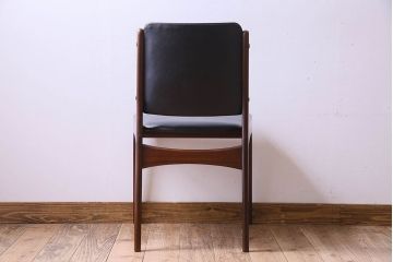 【K様ご成約済み】北欧家具　チーク材　シックなカラーのクッションチェア(ダイニングチェア、椅子)