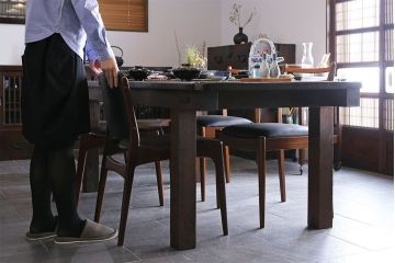 【K様ご成約済み】北欧家具　チーク材　シックなカラーのクッションチェア(ダイニングチェア、椅子)(1)