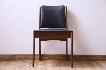 【K様ご成約済み】北欧家具　チーク材　シックなカラーのクッションチェア(ダイニングチェア、椅子)(1)