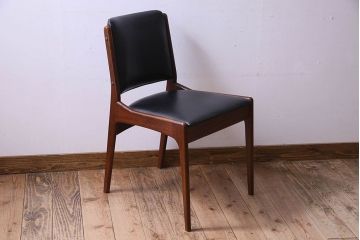 【K様ご成約済み】北欧家具　チーク材　シックなカラーのクッションチェア(ダイニングチェア、椅子)(1)