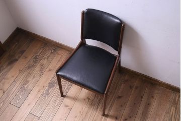 【K様ご成約済み】北欧家具　チーク材　シックなカラーのクッションチェア(ダイニングチェア、椅子)(1)