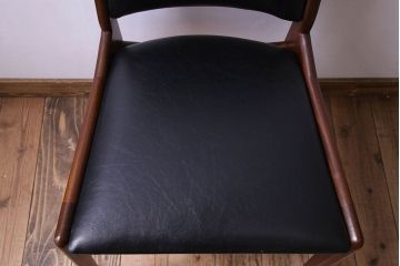 【K様ご成約済み】北欧家具　チーク材　シックなカラーのクッションチェア(ダイニングチェア、椅子)(1)