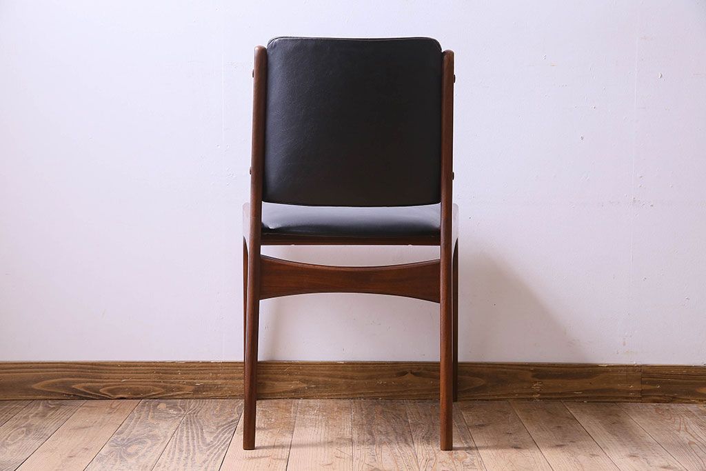 【K様ご成約済み】北欧家具　チーク材　シックなカラーのクッションチェア(ダイニングチェア、椅子)(1)