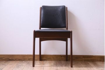 【K様ご成約済み】北欧家具　チーク材　シックなカラーのクッションチェア(ダイニングチェア、椅子)(2)