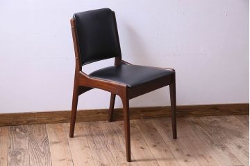 【K様ご成約済み】北欧家具　チーク材　シックなカラーのクッションチェア(ダイニングチェア、椅子)(2)