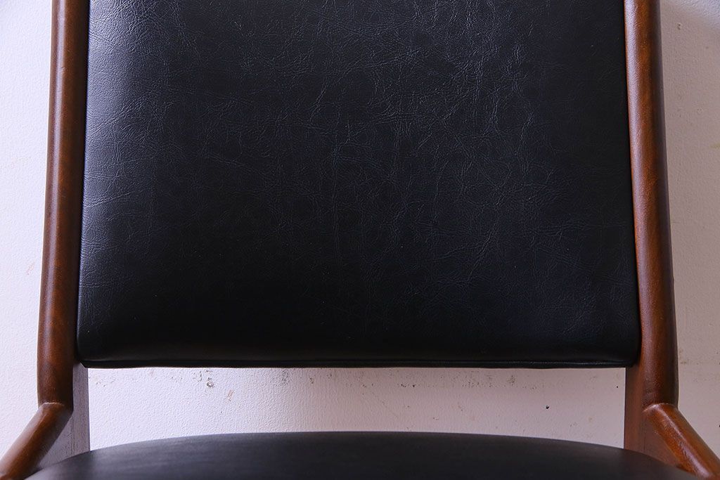 【K様ご成約済み】北欧家具　チーク材　シックなカラーのクッションチェア(ダイニングチェア、椅子)(2)