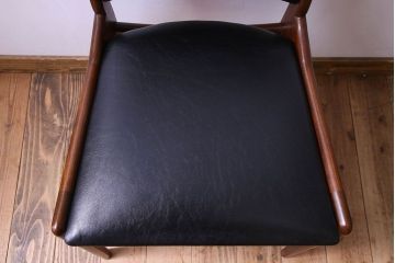 【K様ご成約済み】北欧家具　チーク材　シックなカラーのクッションチェア(ダイニングチェア、椅子)(2)