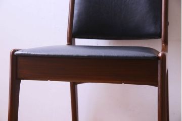 【K様ご成約済み】北欧家具　チーク材　シックなカラーのクッションチェア(ダイニングチェア、椅子)(2)