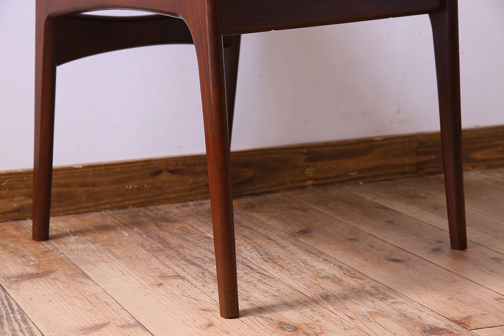 【K様ご成約済み】北欧家具　チーク材　シックなカラーのクッションチェア(ダイニングチェア、椅子)(2)